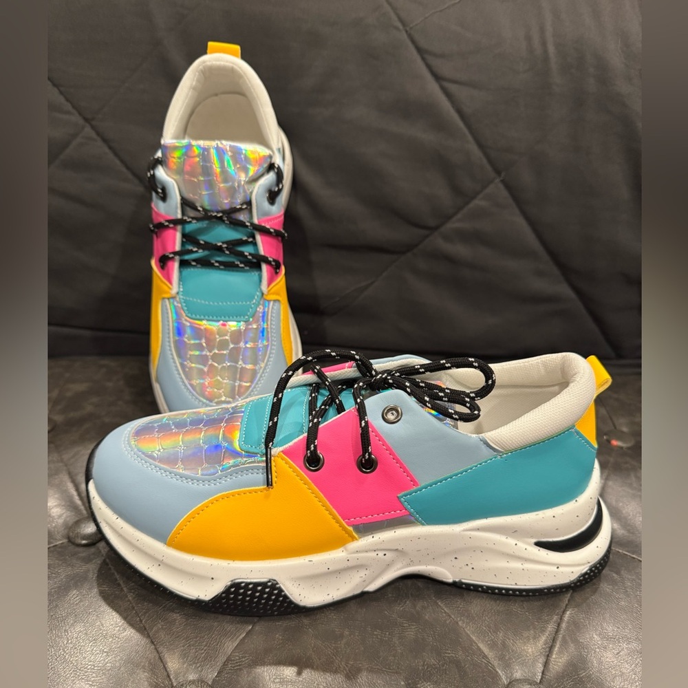 Colorful Holographic Sneakers Sz 43 (10 Women)  NWOT